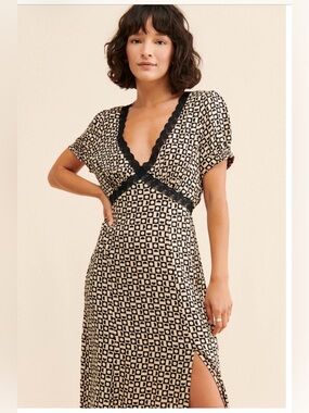 EUC Free People  BLK/Crm Retro Dress